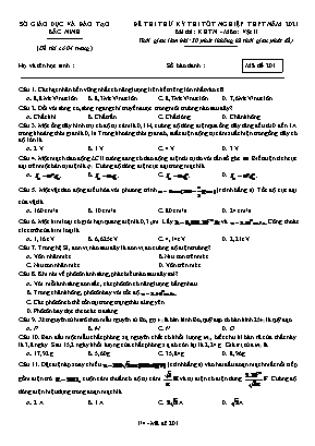 Đề thi thử Tốt nghiệp THPT môn Vật lí - Mã đề 201 - Năm học 2020-2021 - Sở giáo dục và đào tạo Bắc Ninh (Có đáp án)